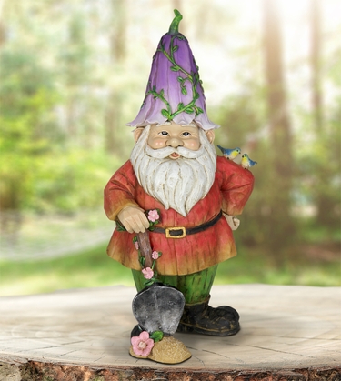 Flower Cap Gnome w/Shovel - Click to enlarge