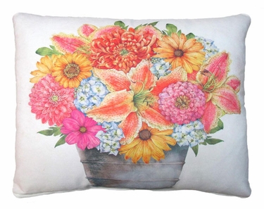 Flowers in Tin Bucket Outdoor Pillow - Click to enlarge