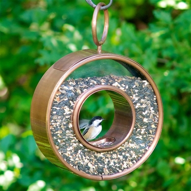 Circle Copper Fly-Thru Bird Feeder - Click to enlarge
