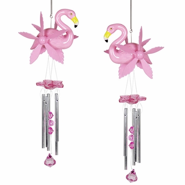 Pink Flamingo Wind Chimes Whirligigs (Set of 2) - Click to enlarge