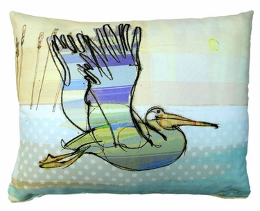 Flying Pelican Outdoor Pillow - Click to enlarge