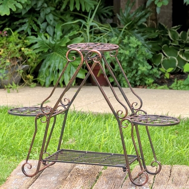 Folding 3 Plant Pot Stand - Redish Bronze - Click to enlarge