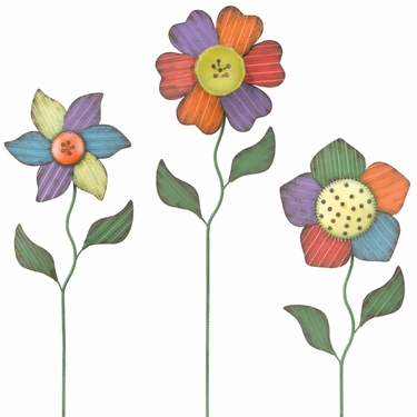 Folk Flower Garden Stakes (Set of 3) - Click to enlarge