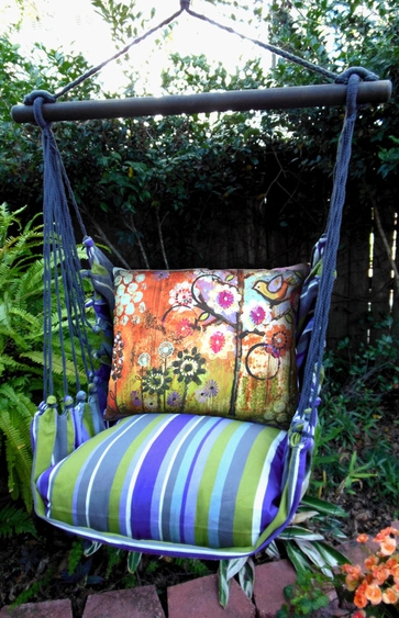 Folsom Stripe Birds in Heart Hammock Chair Swing Set - Click to enlarge