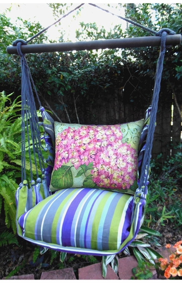 Folsom Stripe Hydrangea Pink Hammock Chair Swing Set - Click to enlarge