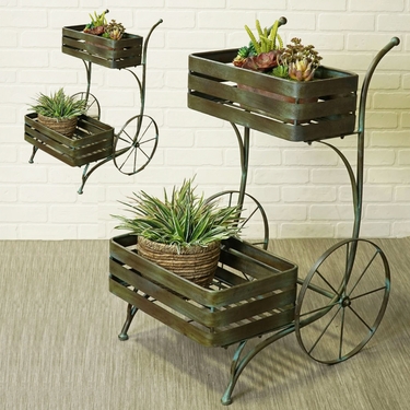 French Basket Flower Carts (Set of 2) - Click to enlarge