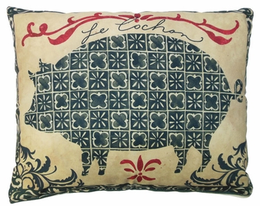 French Pig Outdoor Pillow - Click to enlarge