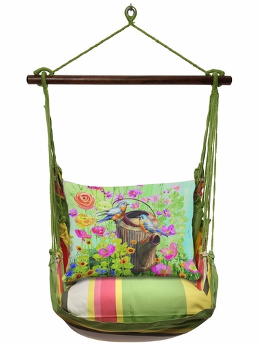 Fresh Lime Blue Birds with Watering Can Hammock Chair Swing Set - Click to enlarge