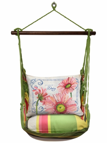 Fresh Lime Daisy Pink Hammock Chair Swing Set - Click to enlarge
