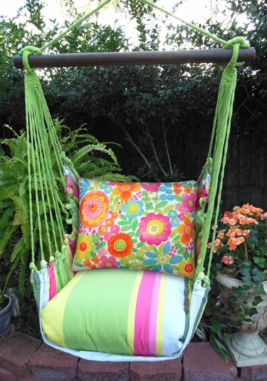Fresh Lime Flowers All Over Hammock Chair Swing Set - Click to enlarge