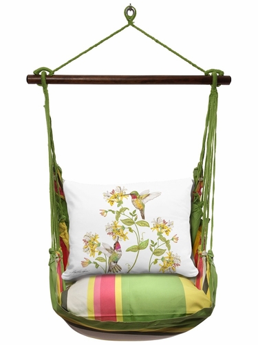 Fresh Lime Hummingbird with Honeysuckle Hammock Chair Swing Set - Click to enlarge