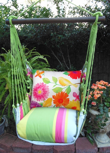 Fresh Lime Yellow Birds Hammock Chair Swing Set - Click to enlarge