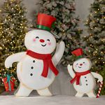Friendly Metal Snowmen Figurines (Set of 2)