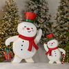 Friendly Metal Snowmen Figurines (Set of 2)