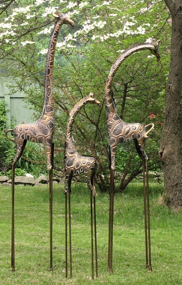 Frosted Metallic Gold & Silver Giraffes (Set of 3) - Click to enlarge