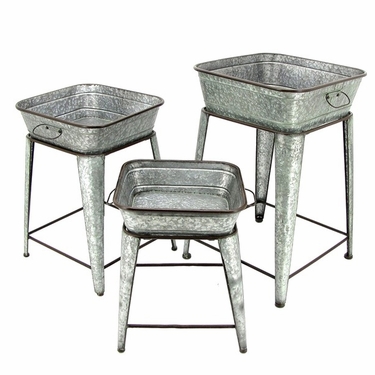 Galvanized Raised Plant Stands (Set of 3) - Click to enlarge