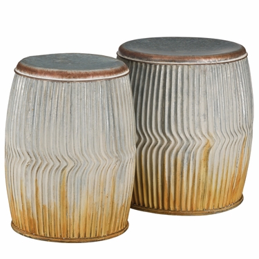 Galvanized Ridges Garden Stools & Planters (Set of 2) - Click to enlarge