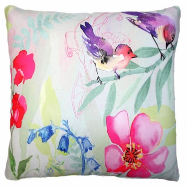 Garden Aviary - 2 Birds Outdoor Pillow - Click to enlarge