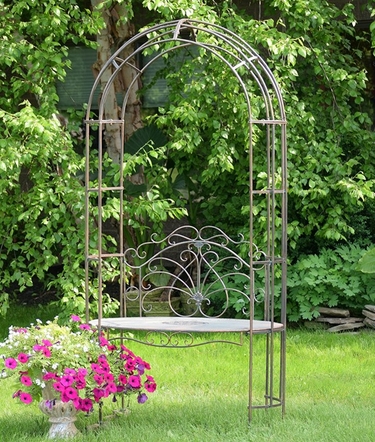 Garden Iron Arbor Archway w/Bench - Bronze - Click to enlarge