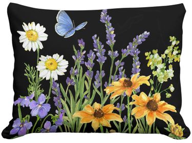 Garden Meadow I (on Black) Outdoor Pillow - Click to enlarge