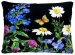 Garden Meadow II (on Black) Outdoor Pillow