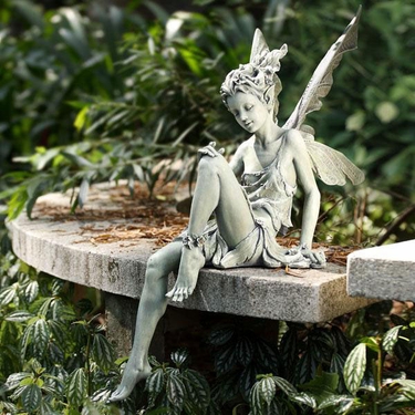 Garden Sitting Fairy - Antique Green - Click to enlarge