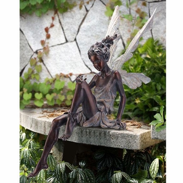 Garden Sitting Fairy - Bronze Finish - Click to enlarge