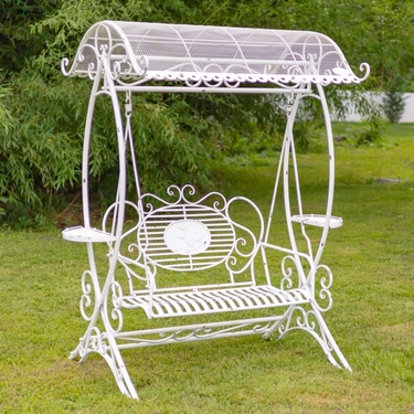 Garden Swing Bench w/Antique White Finish - Click to enlarge