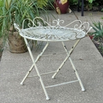 Victorian Style Iron Garden Table - Antique White