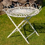 Victorian Style Iron Garden Table - Antique White