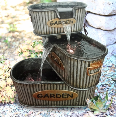 Garden Washtubs Fountain w/LED Lights - Click to enlarge