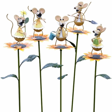 Gardening Mice Stakes (Set of 5) - Click to enlarge