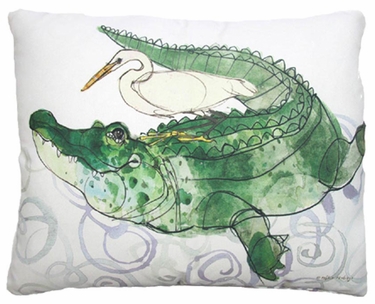 Gator and Egret Outdoor Pillow - Click to enlarge