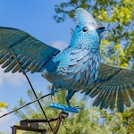Giant Flying Blue Jay Iron Rocking Stake Giant Flying Blue Jay Iron Rocking Stake