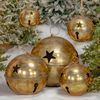 Giant Hanging Iron Sleigh Bells with Star Cutouts (Set of 5) - Gold