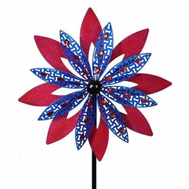 Giant Patriotic Magenta Pink & Blue Wind Spinner - Click to enlarge