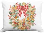 Gingerbread Wreath Outdoor Pillow