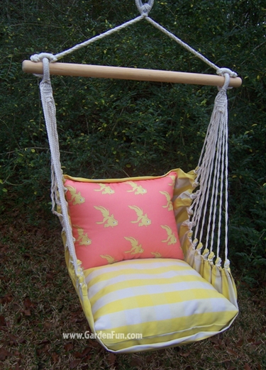Gingham Yellow Goldfish Hammock Chair Swing Set - Click to enlarge
