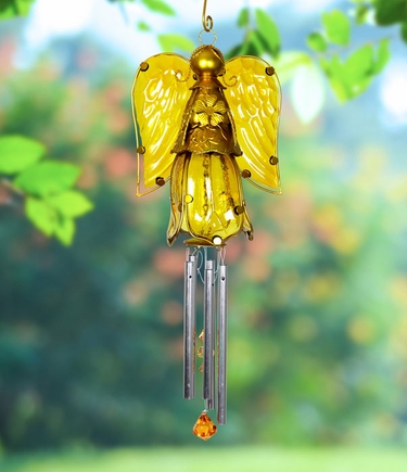 Glass Angel Wind Chime - Gold - Click to enlarge