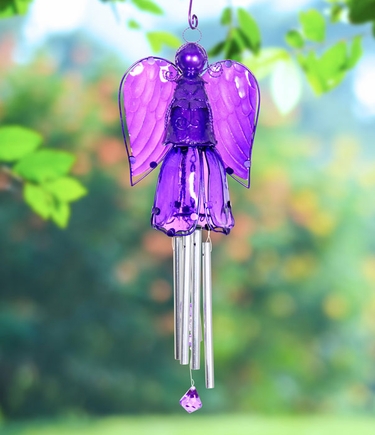 Glass Angel Wind Chime - Purple - Click to enlarge