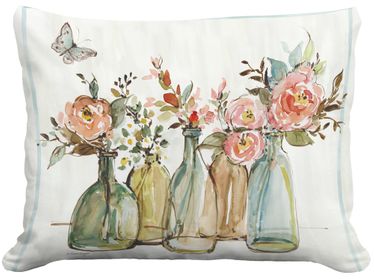 Glass Bottle Flowers Outdoor Pillow - Click to enlarge