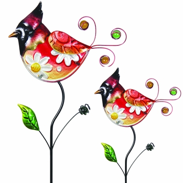 Glass Cardinal Flower Body Stakes (Set of 2) - Click to enlarge