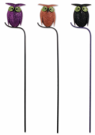 Glitter Owl Plant Stakes (Set of 3) - Click to enlarge