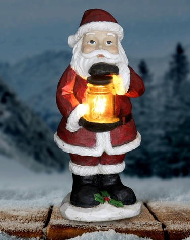 LED Santa w/Jar of Fireflies - Battery Powered - Click to enlarge