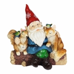Solar Gnome with Squirrel & Fox