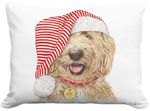 Golden Doodle w/Christmas Hat Outdoor Pillow