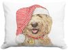 Golden Doodle w/Christmas Hat Outdoor Pillow