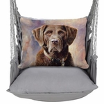 Gray Solid Labrador Chocolate Hammock Chair Swing Set