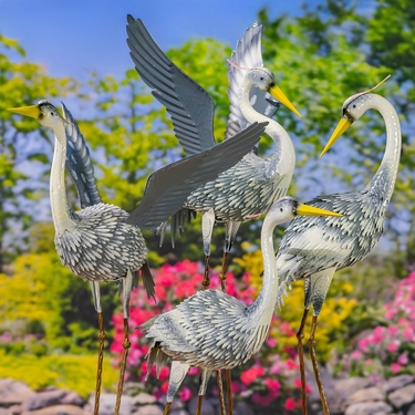 Great Blue Heron Metal Garden Birds (Set of 4) 