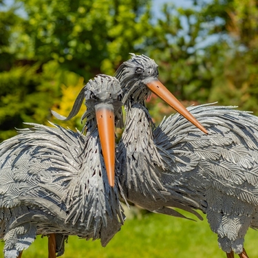 Great Blue Metal Heron Birds (Set of 2) - Click to enlarge